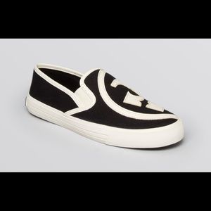 Tory Burch Miles Sneaker Slip on White Black 7.5